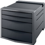 Esselte schuifladenbox Europost, 4 lades, antraciet / zwart