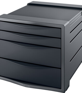 Esselte schuifladenbox Europost, 4 lades, antraciet / zwart