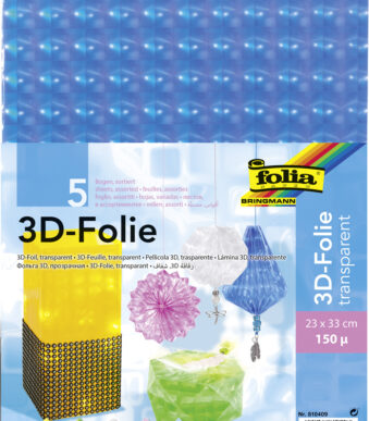 3D-folie, dikte: 150 micron, 230 x 330 mm, geassorteerde kleuren