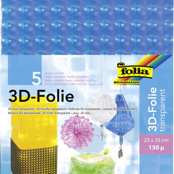 3D-folie, dikte: 150 micron, 230 x 330 mm, geassorteerde kleuren