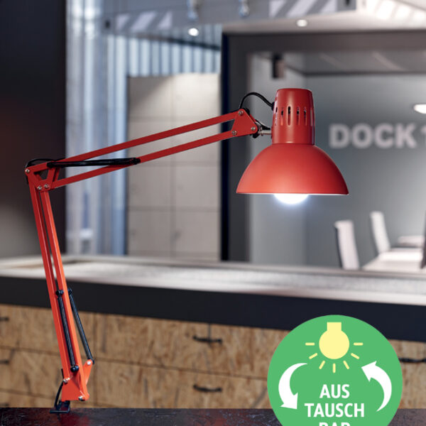 MAUL LED-bureaulamp MAULstudy, met klemvoet, rood