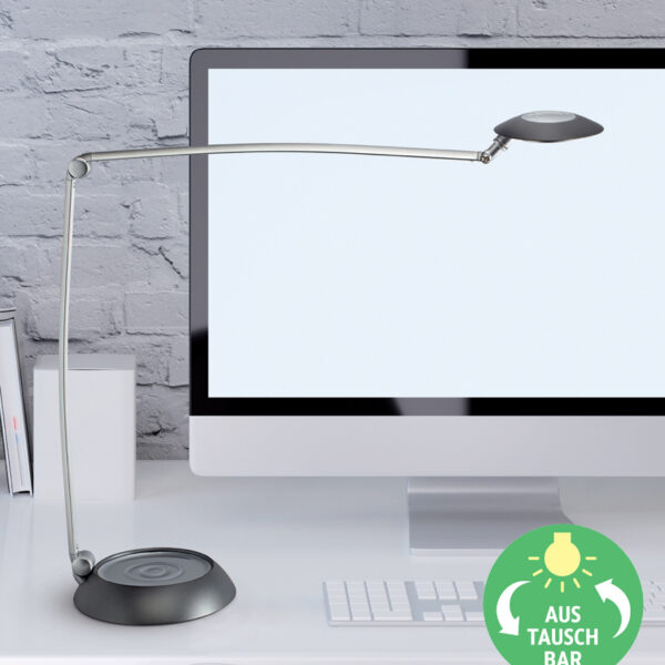 MAUL LED-bureaulamp MAULspace, dimbaar, zilver/zwart