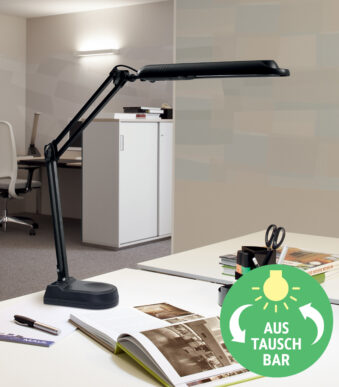 MAUL LED-bureaulamp MAULatlantic, met sokkel, zwart