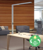 MAUL staande LED-lamp MAULsirius, zilver, met klemvoet