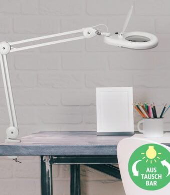 MAUL LED-loeplamp MAULviso, klemvoet, wit