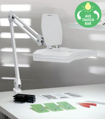 MAUL LED-loeplamp MAULvitrum, klemvoet, wit