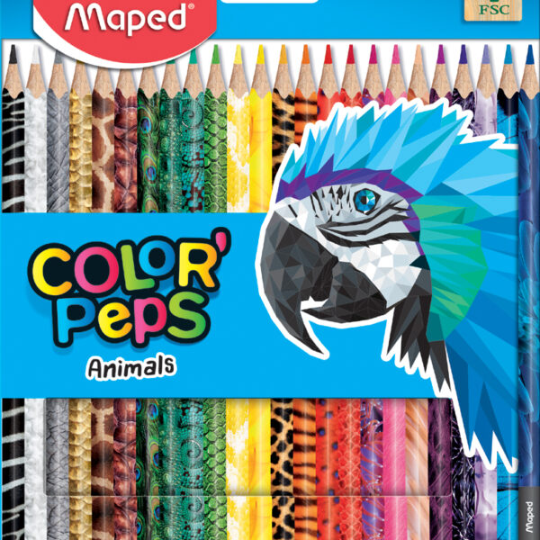 Maped driehoekig kleurpotlood COLOR'PEPS Animals, 24 stuks in doosje