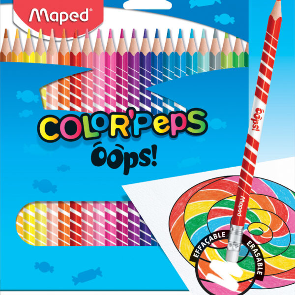 Maped driehoekige kleurpotloden COLOR-PEPS, radeerbaar, 24 in etui