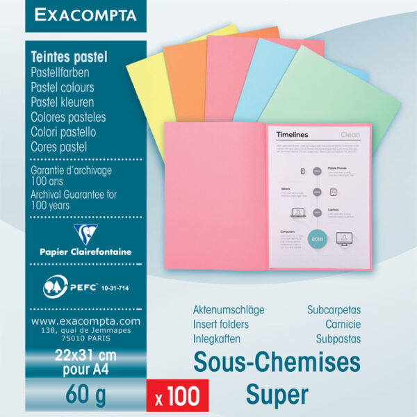 EXACOMPTA documentenomslag SUPER 60, DIN A4, 60 g/m2, assorti