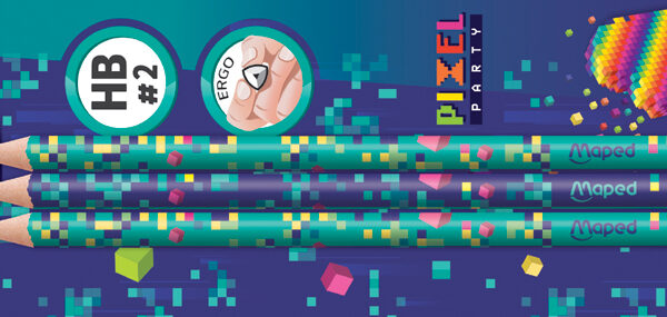 Maped potlood PIXEL PARTY, met vlakgum, HB, 6 stuks op blister