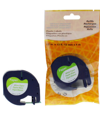 rillprint lettertapecassette papier, zwart/wit, 12 mm, x 4m