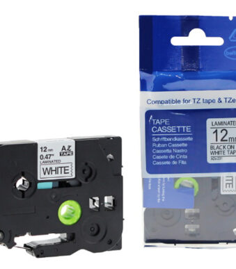 rillprint lettertapecassette, zwart/wit, 12 mm, x 8 m