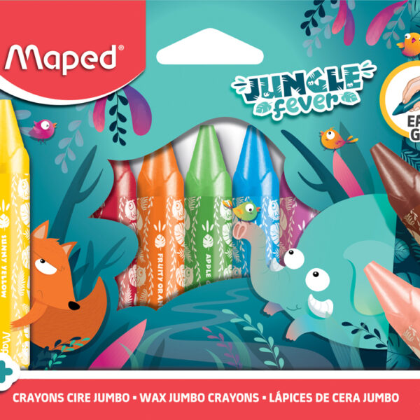 Maped waxkrijt JUNGLE fever JUMBO, 12 stuks in doosje