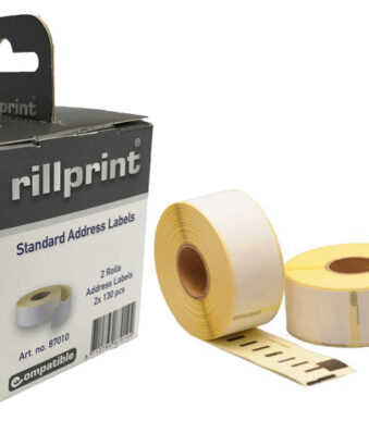 rillprint etiketten op rol, 89 x 28 mm, wit, permanent