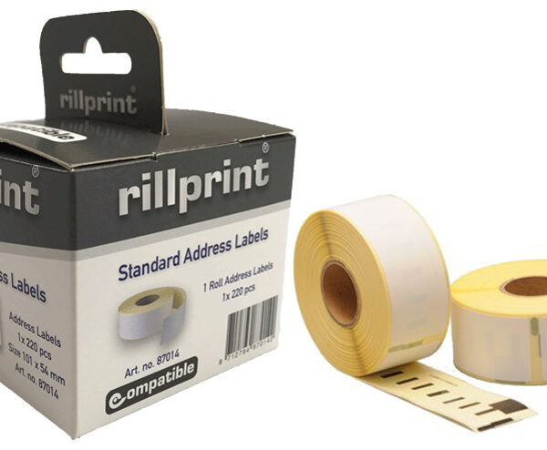 rillprint etiketten op rol, 101 x 54 mm, wit, permanent