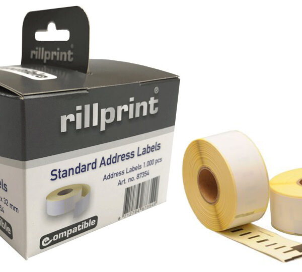 rillprint etiketten op rol, 57 x 32 mm, wit, permanent