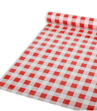 Rode tafelkleed van folie, geruite patroon, 800 mm breed, 50 m lang