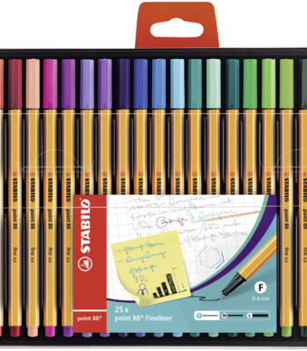 Stabilo fijne lijnstiften 25 stuks in kunststof etui.
