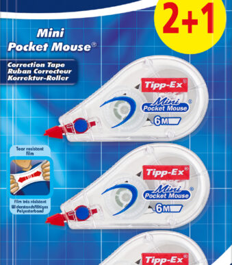 Tipp-Ex correctieroller Mini Pocket Mouse, 5mm x 6 m, 2+1