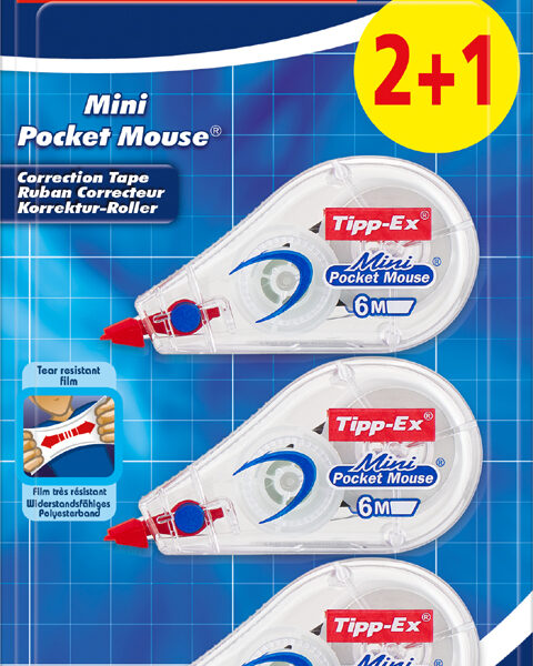 Tipp-Ex correctieroller Mini Pocket Mouse, 5mm x 6 m, 2+1