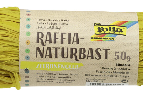 Natuurraffia band, 50 g, citroengeel