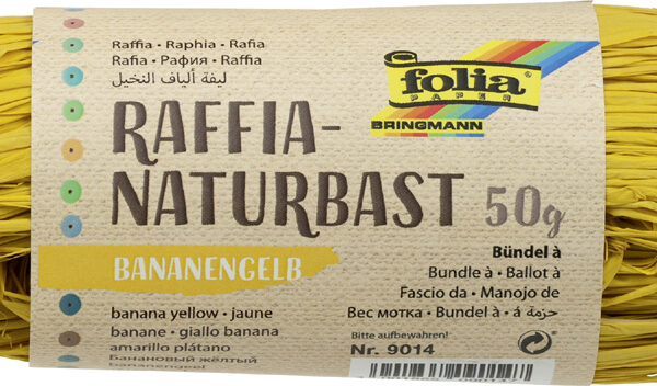 Raffia bananenvezel band, 50 g, geel