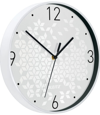 LEITZ wandklok WOW, quarz uurwerk, wit