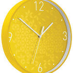 LEITZ wandklok WOW, quartz uurwerk, geel