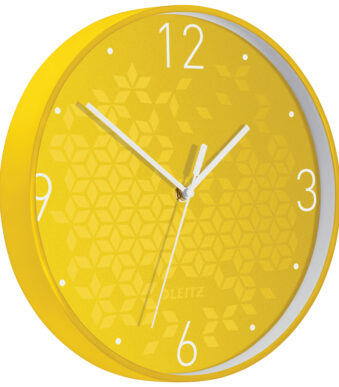 LEITZ wandklok WOW, quartz uurwerk, geel