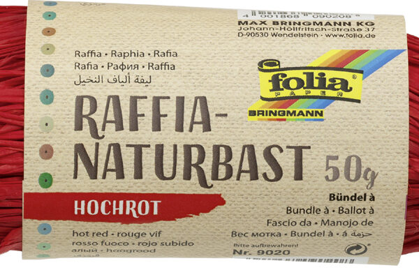 Raffia natuurvezelbundel, 50 g, vuurrood