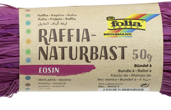 Raffiabast, 50 g, rozerood