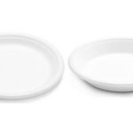 Natuurlijk bord van suikerriet, rond, 187 mm, wit