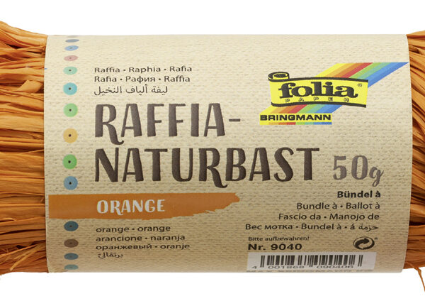 Sierbaststrook van raffia, 50 g, oranje