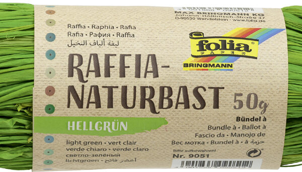 Natuur raffia vezels, 50 g, lichtgroen
