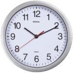 MAUL wandklok/quartz uurwerk MAULrun, diameter: 250 mm, zilver