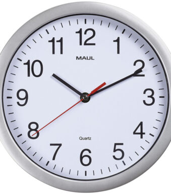 MAUL wandklok/quartz uurwerk MAULrun, diameter: 250 mm, zilver