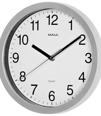 MAUL wandklok/quartz uurwerk MAULrun, diameter: 250 mm, zilver