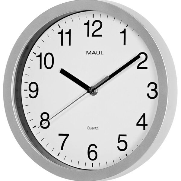 MAUL wandklok/quartz uurwerk MAULrun, diameter: 250 mm, zilver