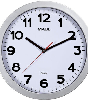MAUL wandklok/quartz uurwerk MAULstep, diameter: 300 mm, zilver