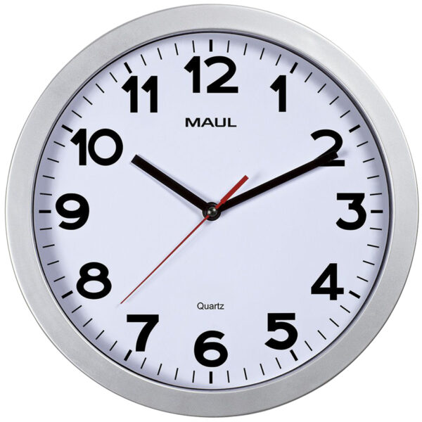 MAUL wandklok/quartz uurwerk MAULstep, diameter: 300 mm, zilver
