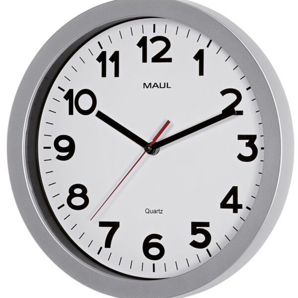 MAUL wandklok/quartz uurwerk MAULstep, diameter: 300 mm, zilver