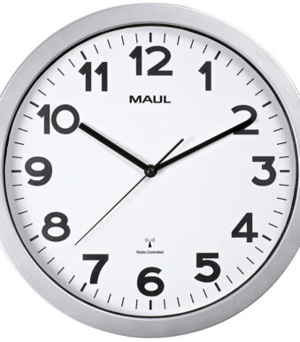 MAUL wandklok/radiogestuurd MAULstep, diameter: 350 mm, zilver