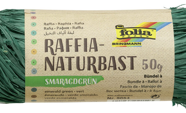 Smaragdgroen raffia, 50 gram