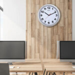 MAUL draadloze wandklok MAULstep, diameter: 400 mm, zilver