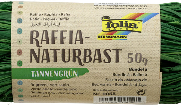 Dennegroen raffia natuur-bastband, 50 g