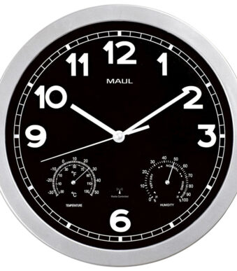 MAUL wandklok/radiogestuurd MAULdrive, diameter: 300 mm, zilver