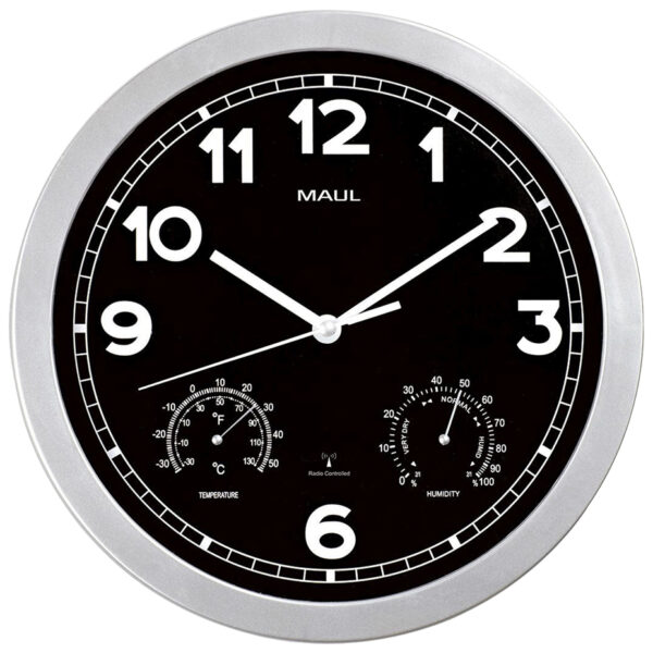 MAUL wandklok/radiogestuurd MAULdrive, diameter: 300 mm, zilver