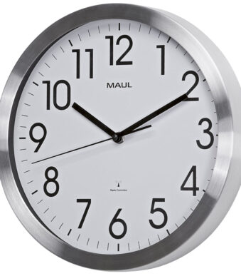 MAUL wandklok/radiogestuurd MAULmove, diameter: 305 mm, zilver