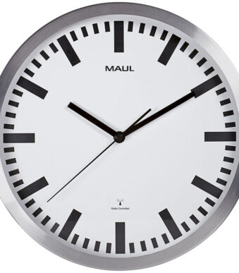 MAUL wandklok/radiogestuurd MAULpilot, diameter: 300 mm, zilver