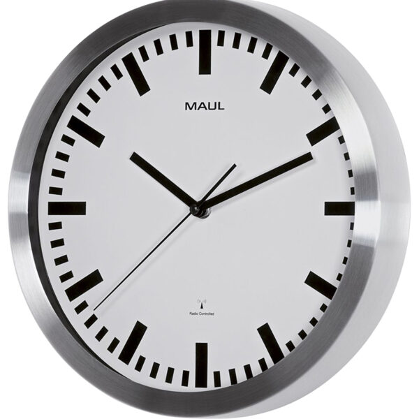 MAUL wandklok/radiogestuurd MAULpilot, diameter: 300 mm, zilver